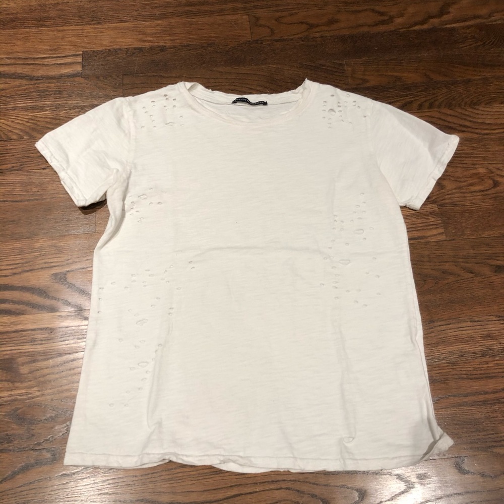 Brandy Melville white distressed t-shirt